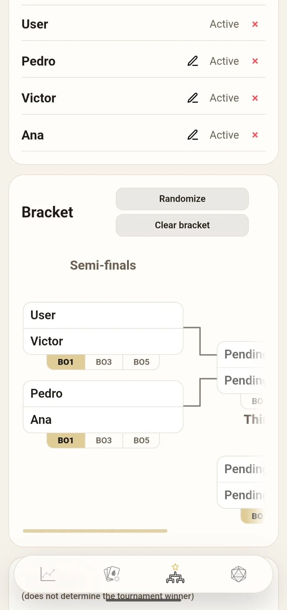 MTG Tracker light tournament bracket editor