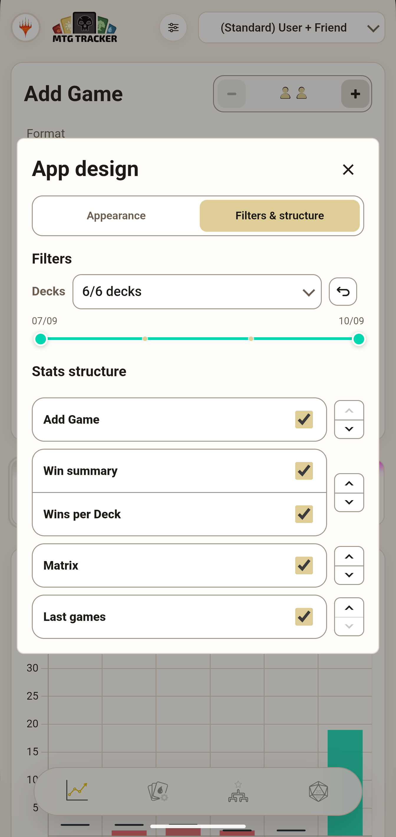 MTG Tracker light Filters and Structure settings